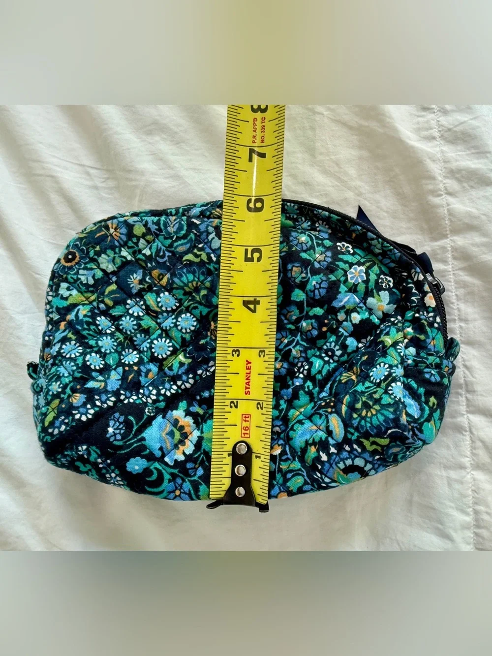 Vera Bradley Teal Floral Quilted Cosmetic Pouch